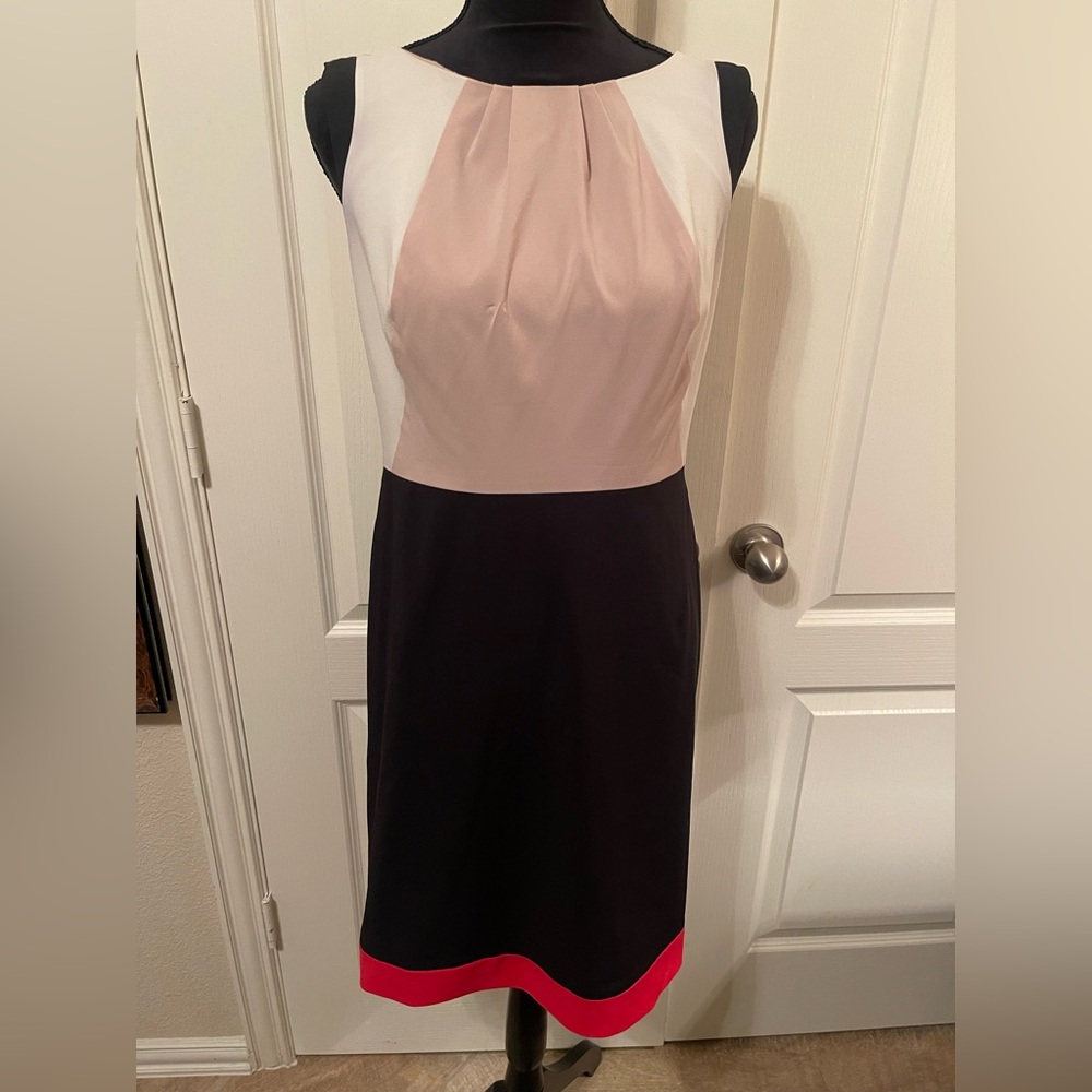 Ann Taylor Black and Cream Midi Dress